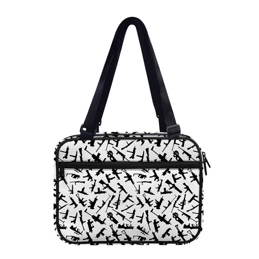 Black And White Guns Pattern Print Double Strap Bible Bag