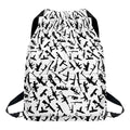Black And White Guns Pattern Print Drawstring Backpack