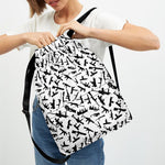 Black And White Guns Pattern Print Drawstring Backpack