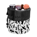 Black And White Guns Pattern Print Drawstring Makeup Bag