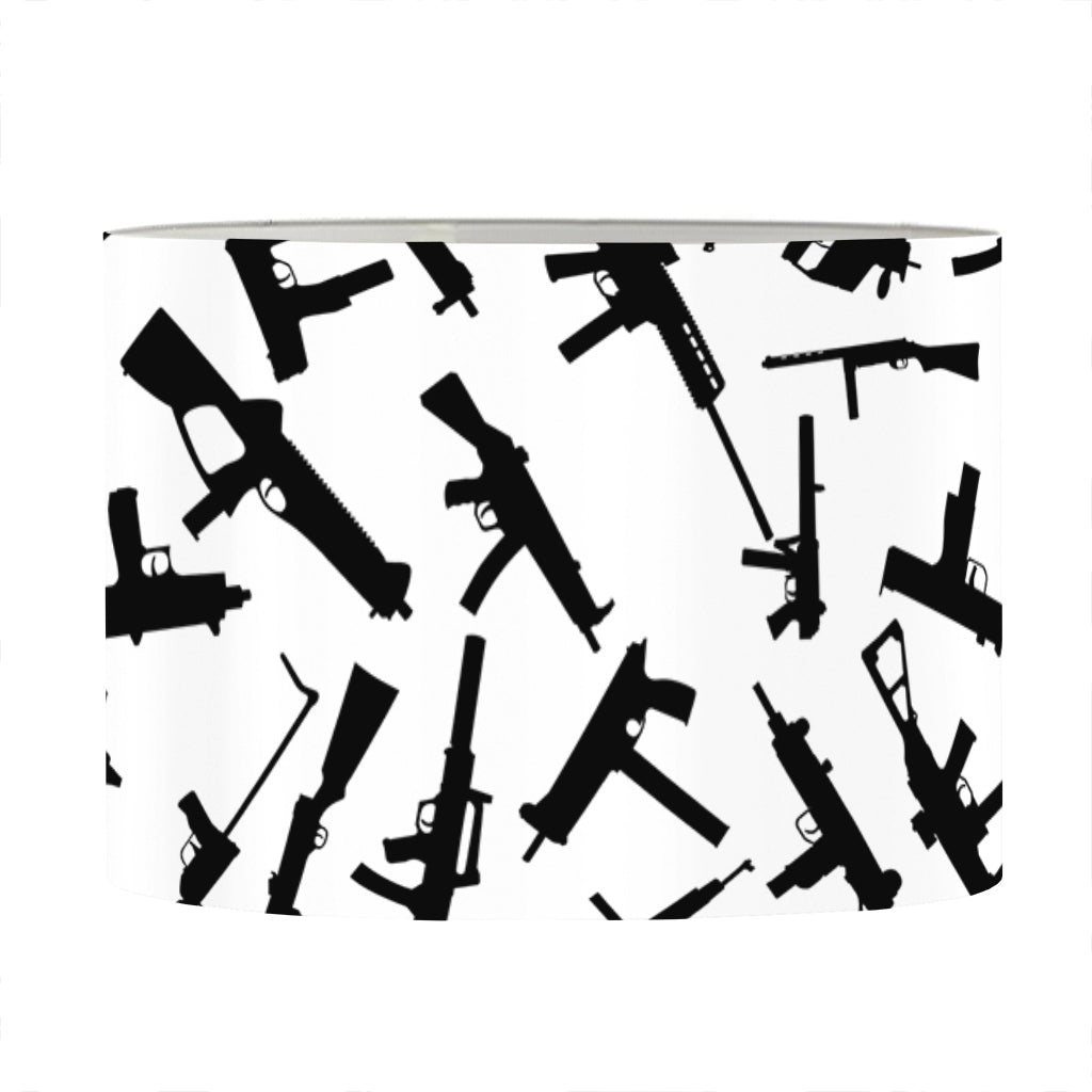 Black And White Guns Pattern Print Drum Lamp Shade