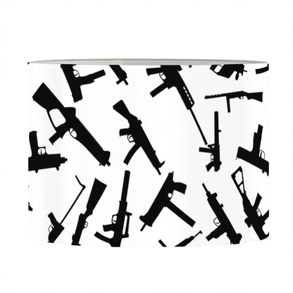 Black And White Guns Pattern Print Drum Lamp Shade