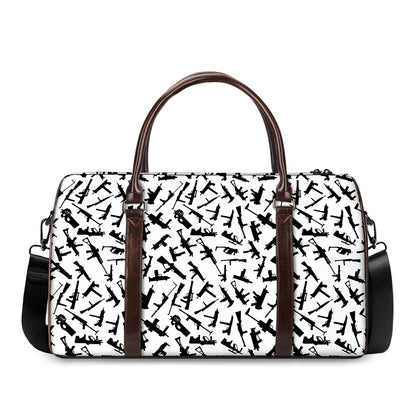 Black And White Guns Pattern Print Duffle Bag