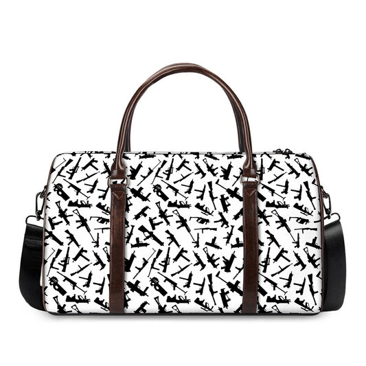 Black And White Guns Pattern Print Duffle Bag