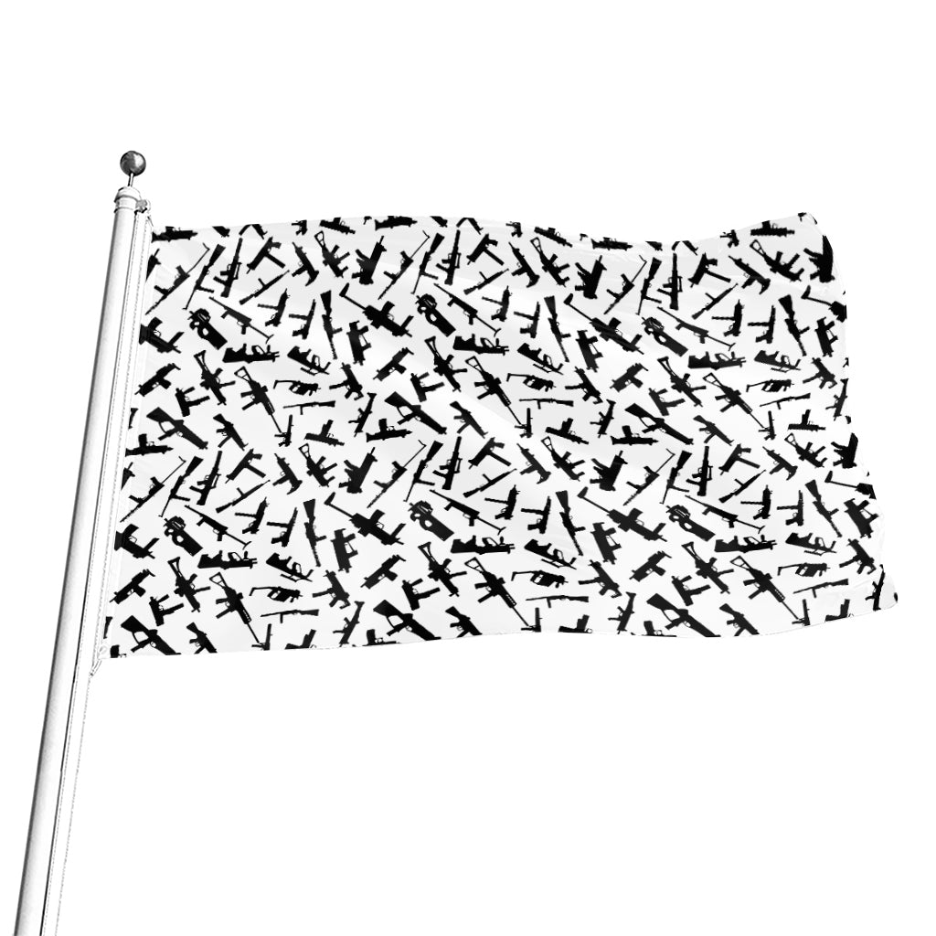 Black And White Guns Pattern Print Flag