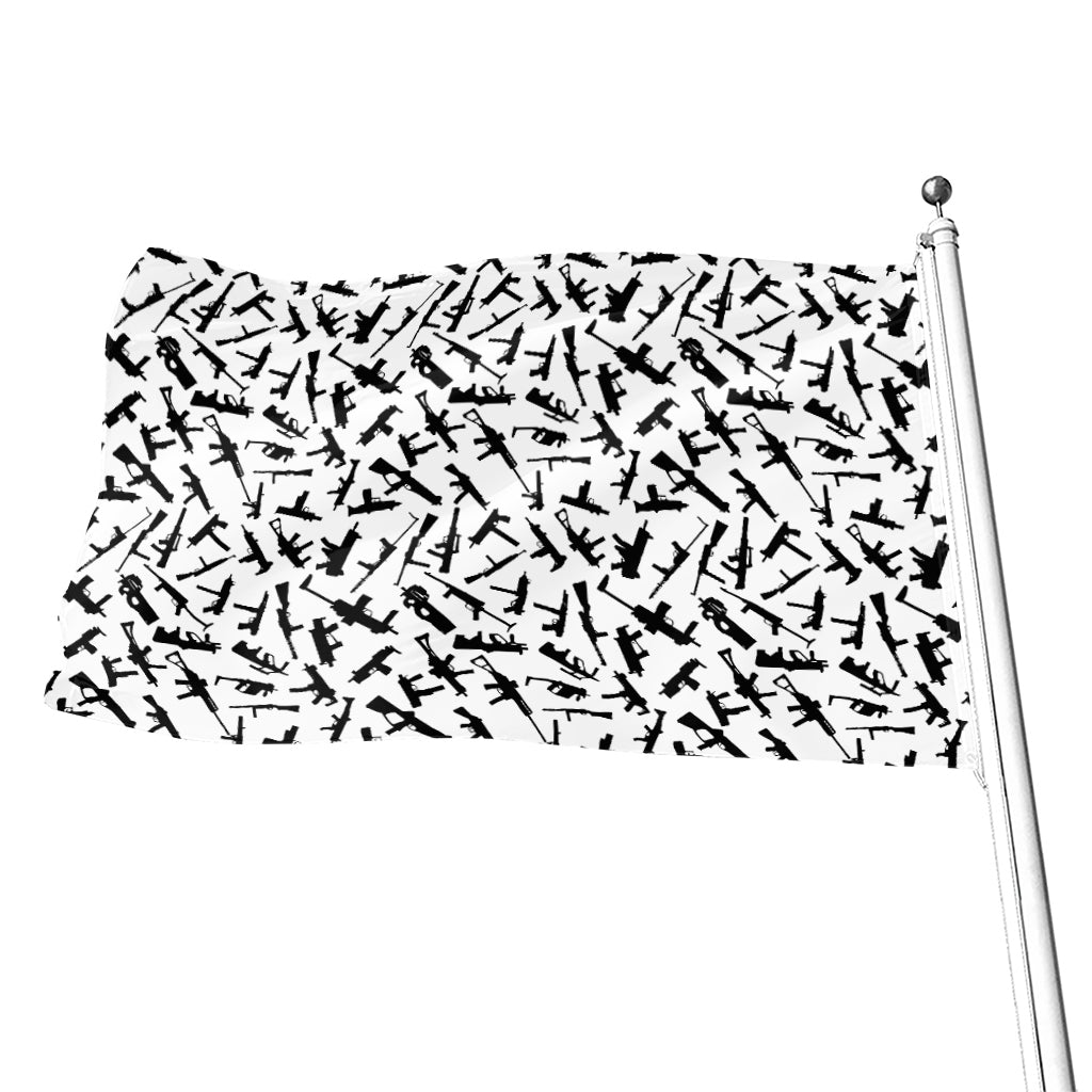 Black And White Guns Pattern Print Flag