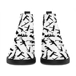 Black And White Guns Pattern Print Flat Ankle Boots