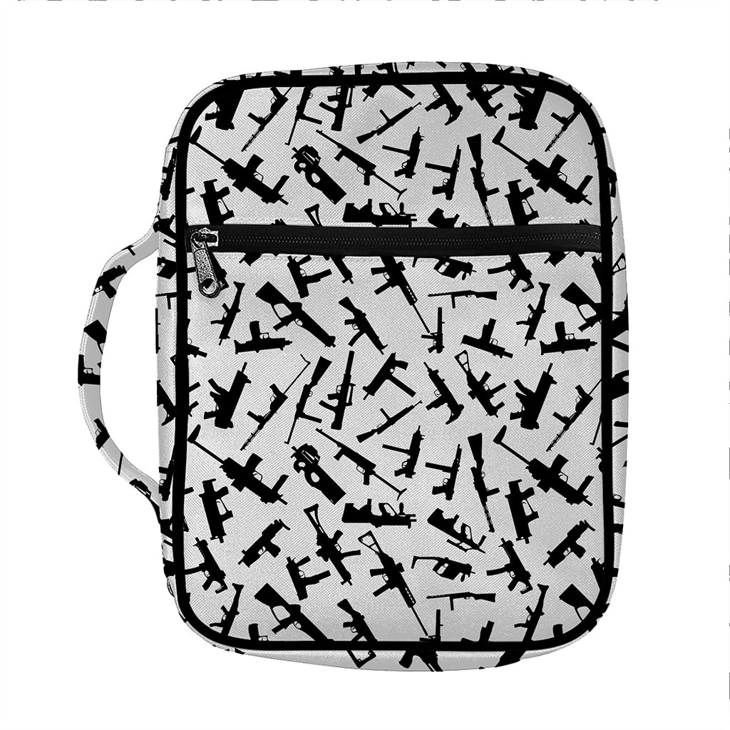 Black And White Guns Pattern Print Front Pocket Bible Bag