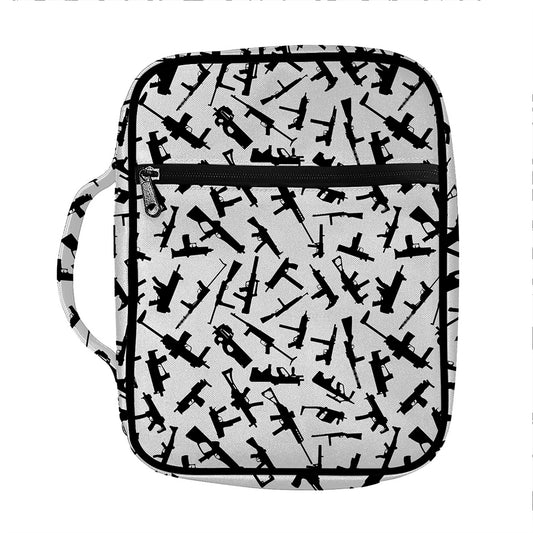 Black And White Guns Pattern Print Front Pocket Bible Bag