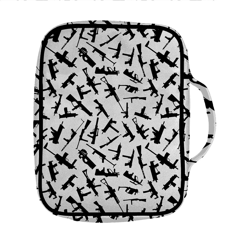 Black And White Guns Pattern Print Front Pocket Bible Bag