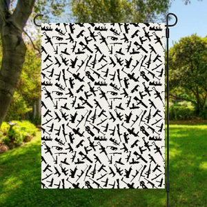 Black And White Guns Pattern Print Garden Flag