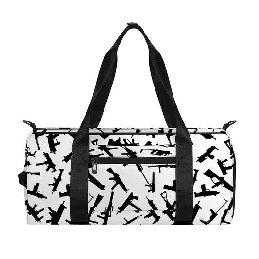 Black And White Guns Pattern Print Gym Bag