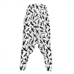 Black And White Guns Pattern Print Hammer Pants