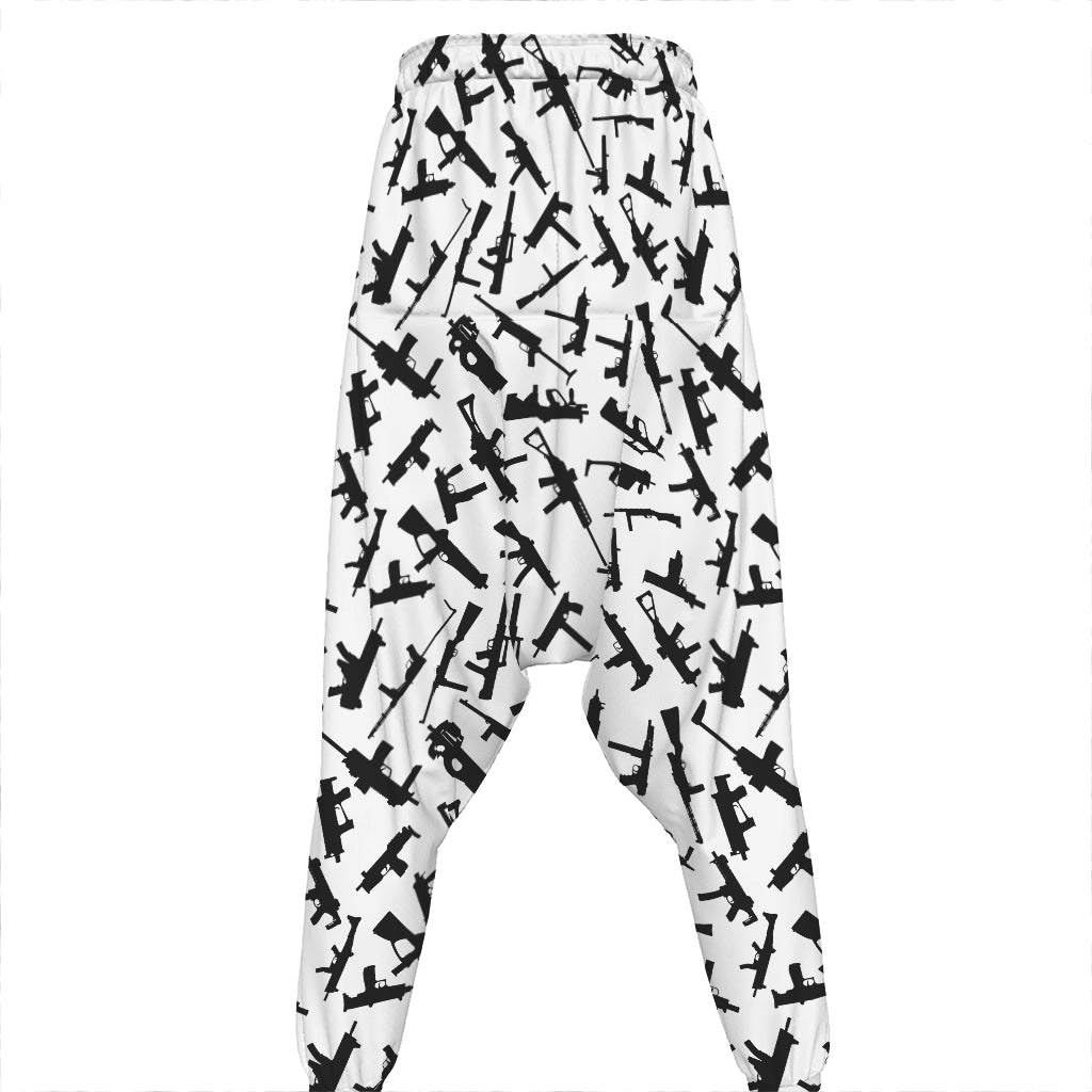 Black And White Guns Pattern Print Hammer Pants