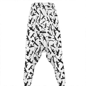 Black And White Guns Pattern Print Hammer Pants