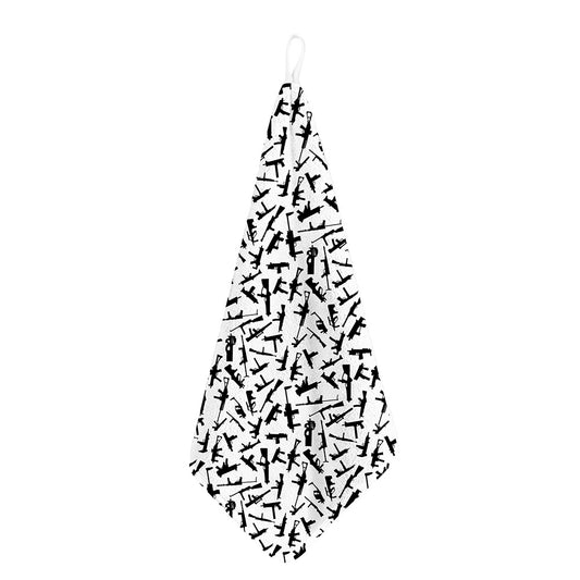 Black And White Guns Pattern Print Hand Towel