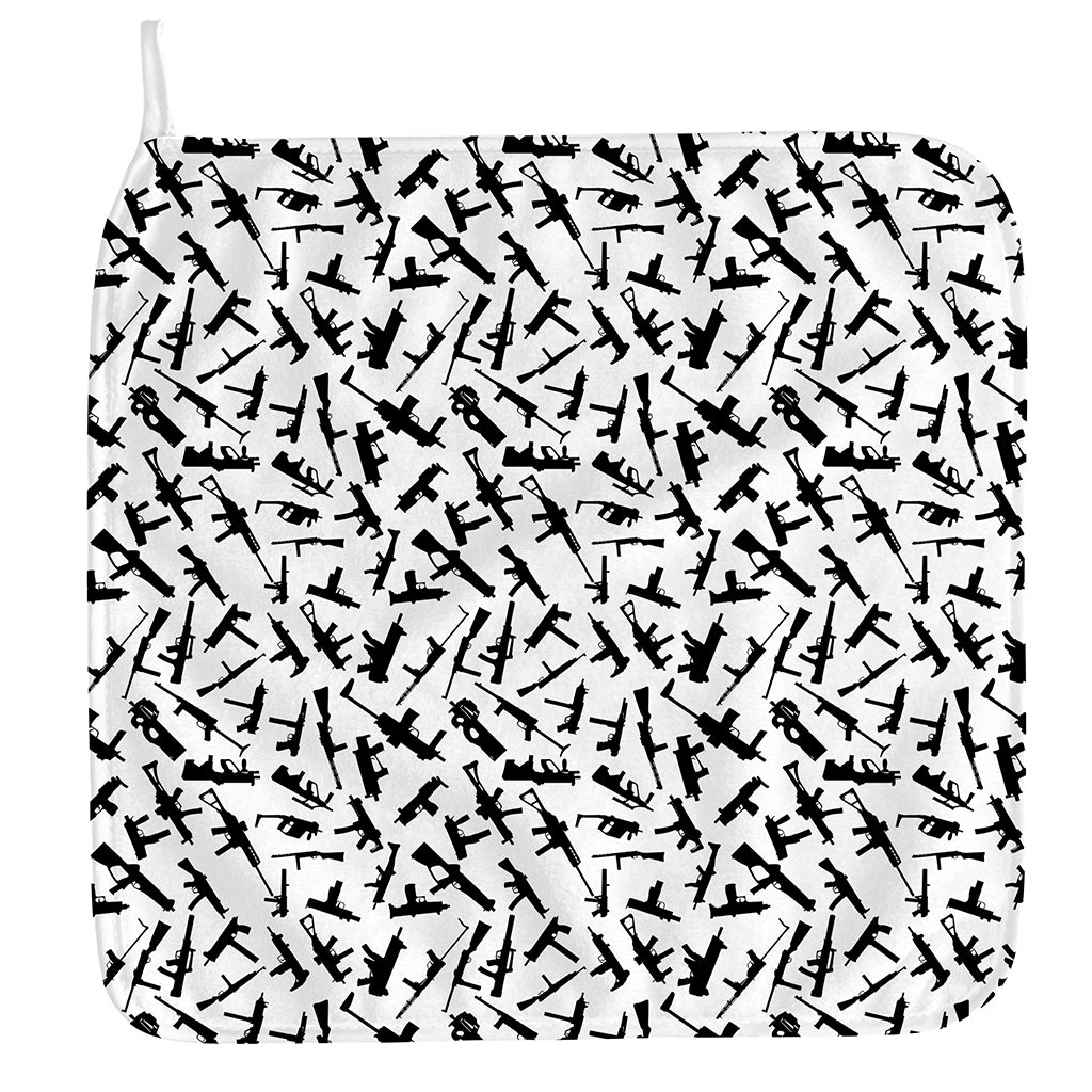 Black And White Guns Pattern Print Hand Towel