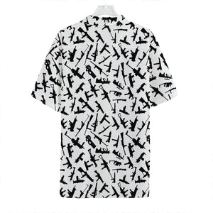 Black And White Guns Pattern Print Hawaiian Shirt