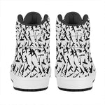 Black And White Guns Pattern Print High Top Leather Sneakers