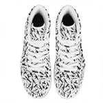 Black And White Guns Pattern Print High Top Leather Sneakers