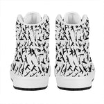 Black And White Guns Pattern Print High Top Leather Sneakers
