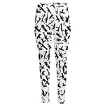 Black And White Guns Pattern Print High-Waisted Pocket Leggings