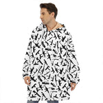 Black And White Guns Pattern Print Hoodie Blanket