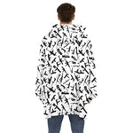 Black And White Guns Pattern Print Hoodie Blanket