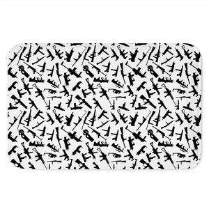 Black And White Guns Pattern Print Indoor Door Mat