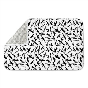 Black And White Guns Pattern Print Indoor Door Mat