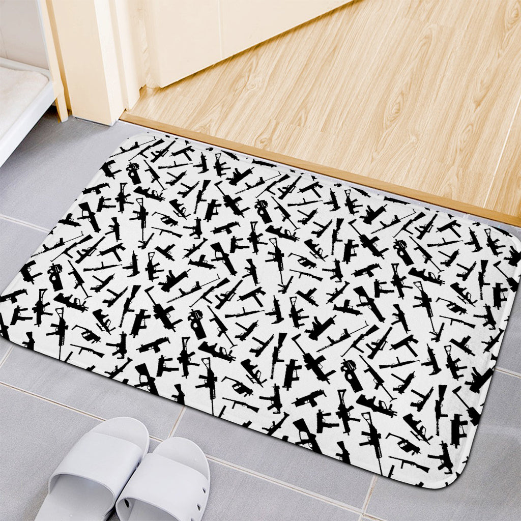 Black And White Guns Pattern Print Indoor Door Mat