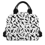 Black And White Guns Pattern Print Insulated Lunch Bag