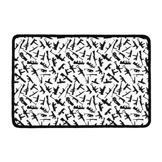 Black And White Guns Pattern Print Kitchen Mat