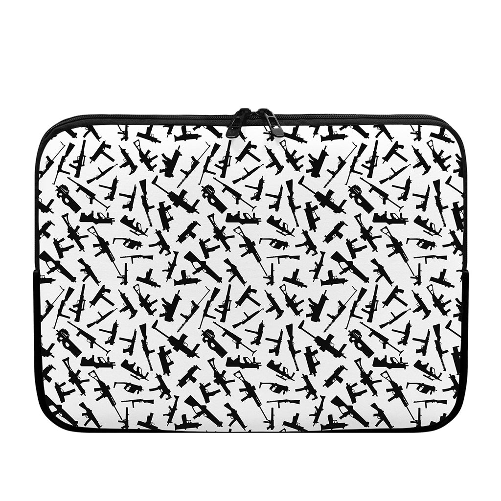 Black And White Guns Pattern Print Laptop Sleeve