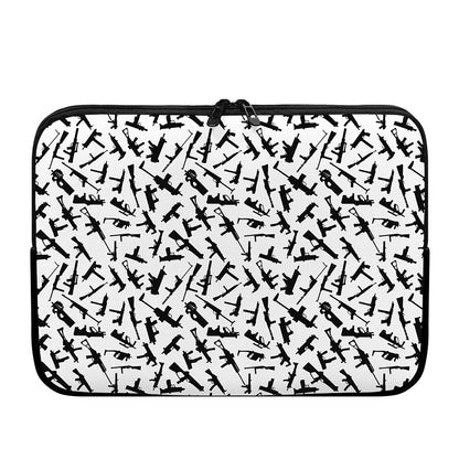 Black And White Guns Pattern Print Laptop Sleeve