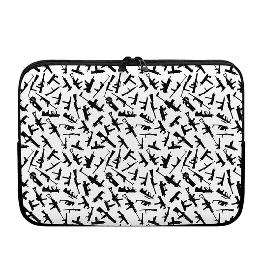 Black And White Guns Pattern Print Laptop Sleeve