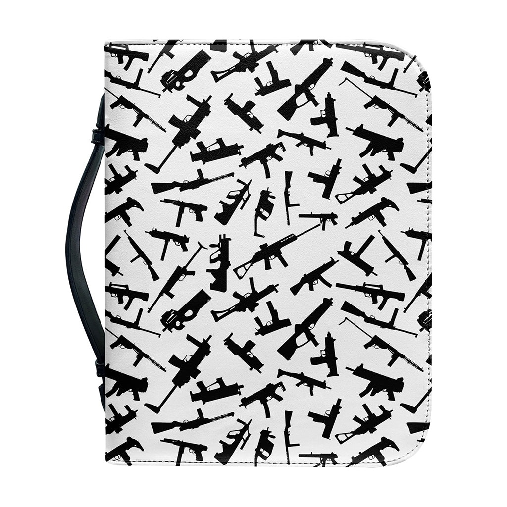 Black And White Guns Pattern Print Leather Bible Cover