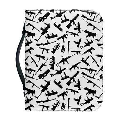 Black And White Guns Pattern Print Leather Bible Cover