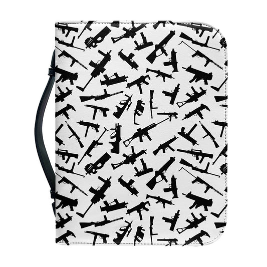 Black And White Guns Pattern Print Leather Bible Cover