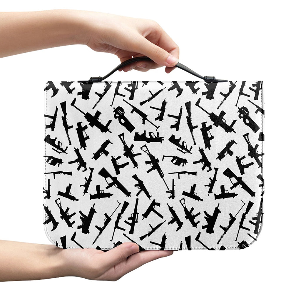 Black And White Guns Pattern Print Leather Bible Cover