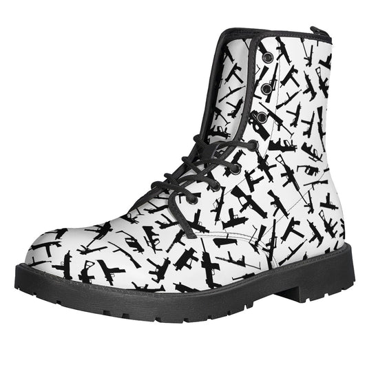 Black And White Guns Pattern Print Backpack