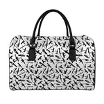 Black And White Guns Pattern Print Leather Duffle Bag