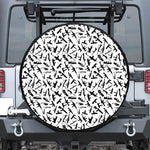 Black And White Guns Pattern Print Leather Spare Tire Cover