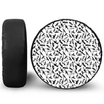Black And White Guns Pattern Print Leather Spare Tire Cover