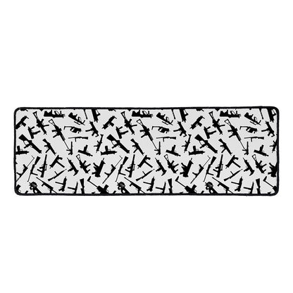 Black And White Guns Pattern Print Long Kitchen Mat