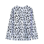 Black And White Guns Pattern Print Long Sleeve Short Coat