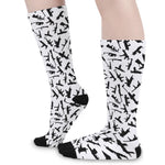 Black And White Guns Pattern Print Long Socks