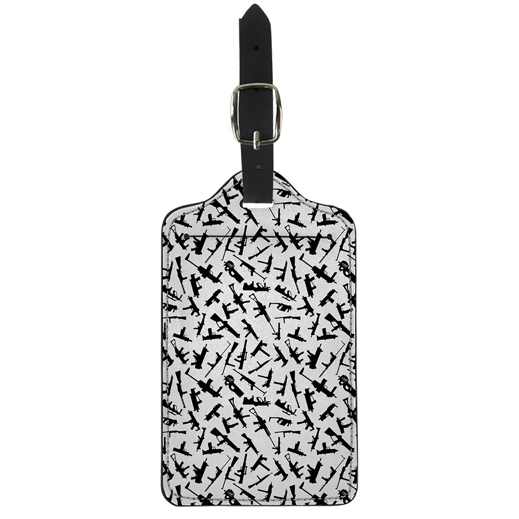 Black And White Guns Pattern Print Luggage Tag