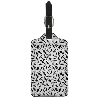 Black And White Guns Pattern Print Luggage Tag