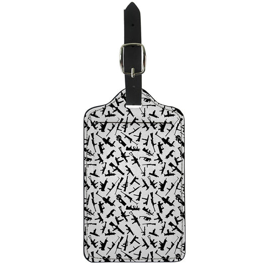 Black And White Guns Pattern Print Luggage Tag
